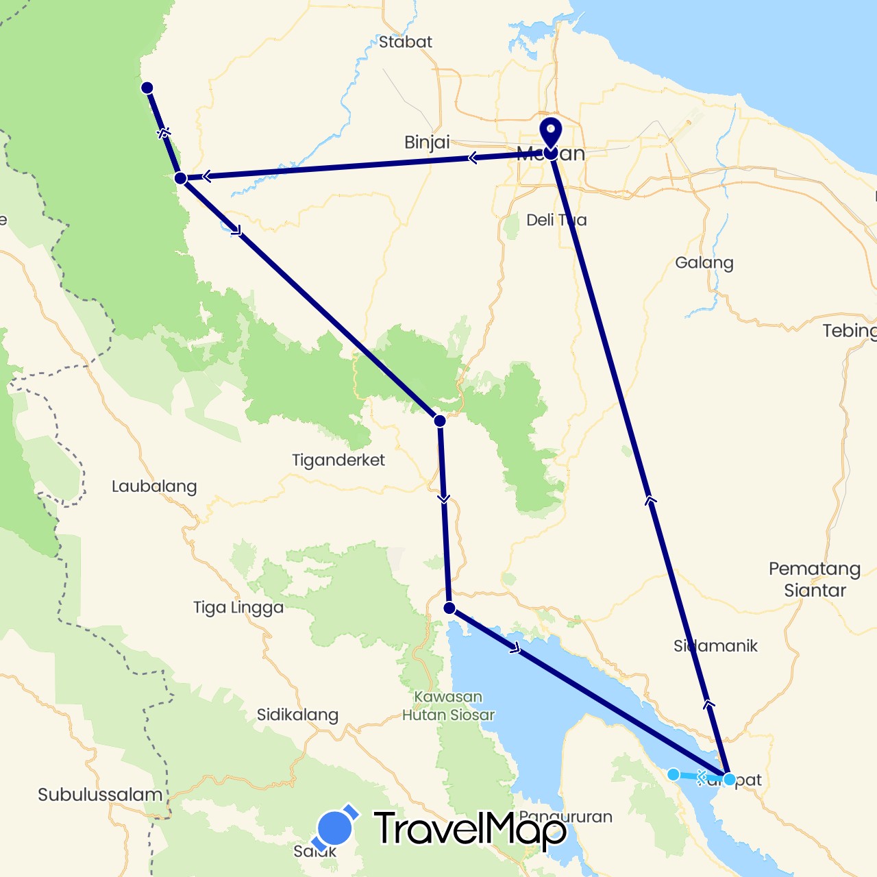 TravelMap itinerary: driving, boat in Indonesia (Asia)